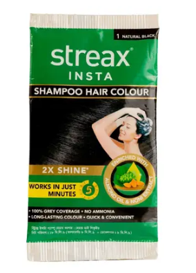 streax insta shampoo hair colour natural Black